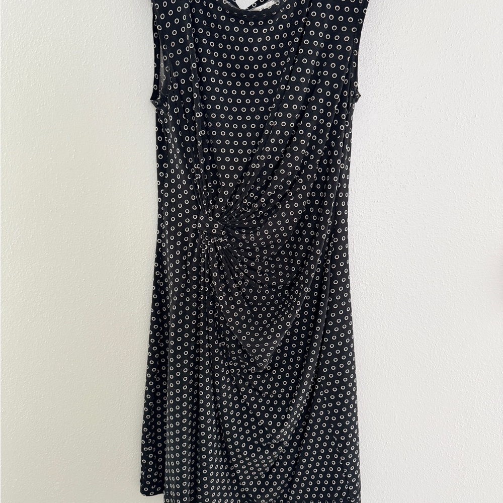 Max Studio Black and cream Patterned Midi Dress